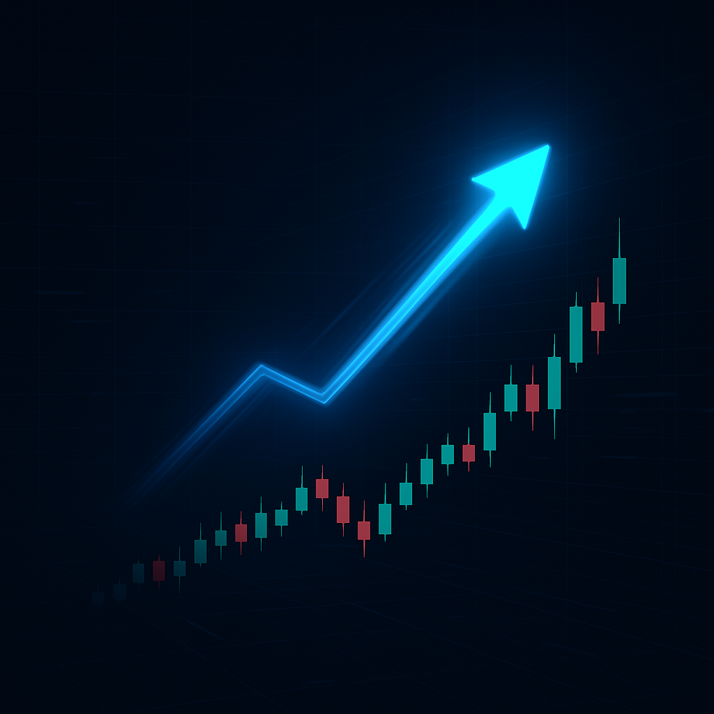 Glowing chart showing upward stock trend